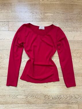F&F Red Scoop Neck Long Sleeve Top